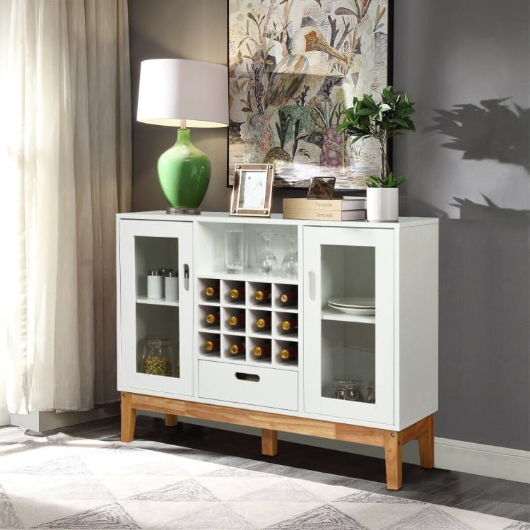 Wood Wine Storage Cabinet Sideboard Console Buffet Server - 39.5" x 13" x 31.5" (L x W x H)