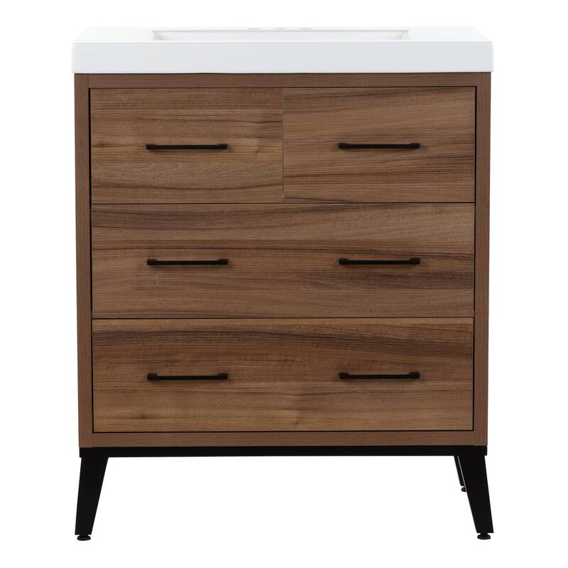 Rialta 31" 3-Drawer Bathroom Vanity With White Sink Top