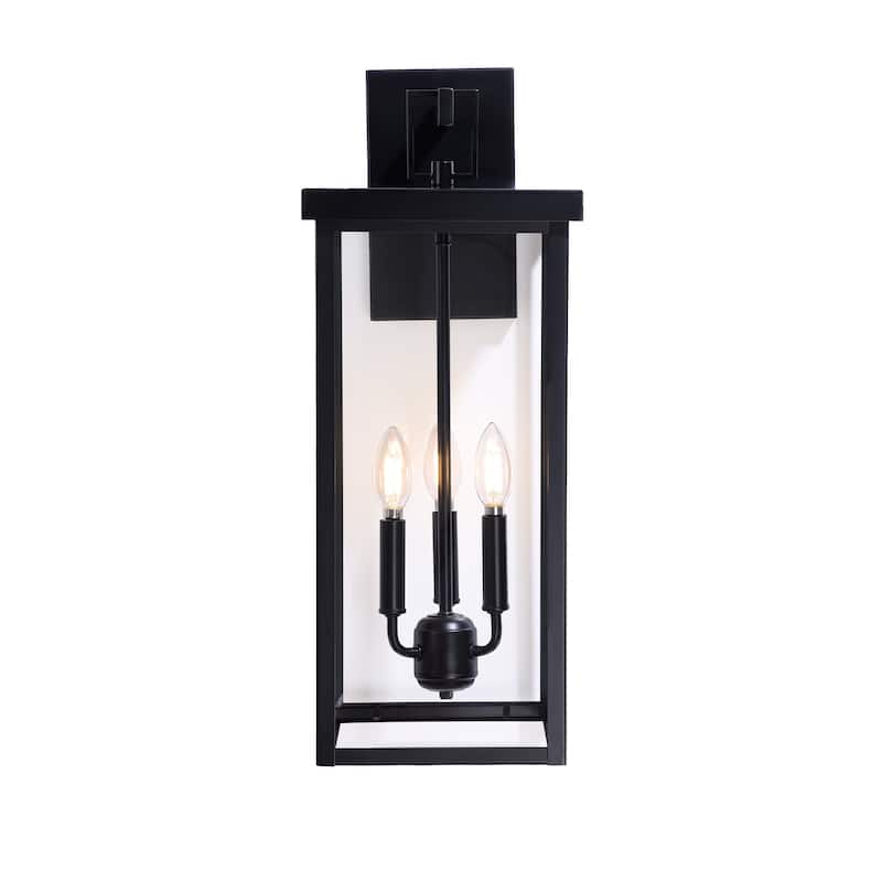 3-light Metal Outdoor Wall Sconce Candle Bulb Lantern(2-pack)