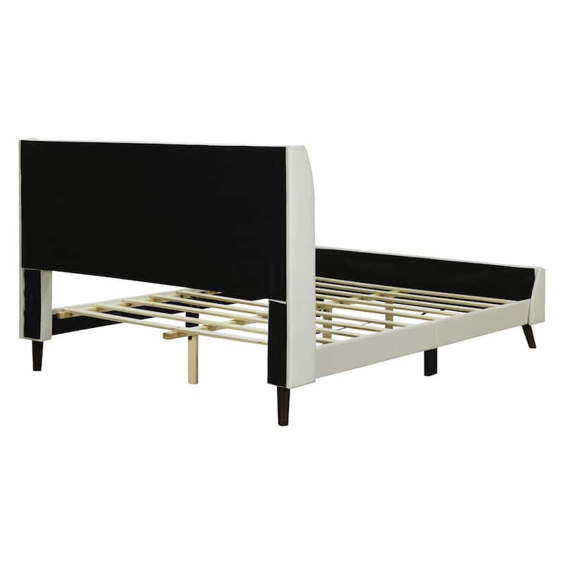 Queen Size Velvet Upholstered Platform Bed
