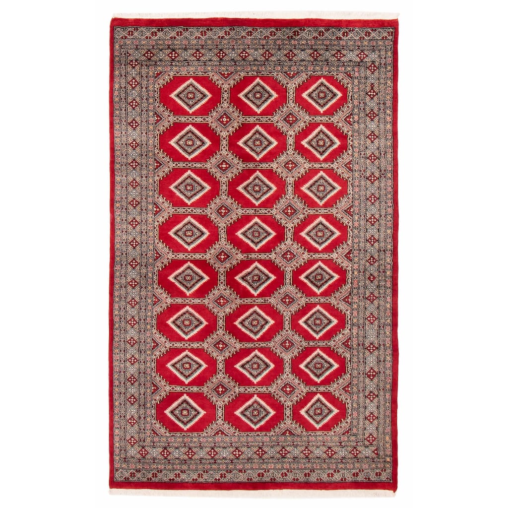 ECARPETGALLERY Hand-knotted Finest Peshawar Bokhara Red Wool Rug - 5'2 x 8'4