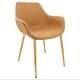 preview thumbnail 23 of 25, LeisureMod Markley Modern Leather Dining Armchair With Gold Metal Legs Light Brown