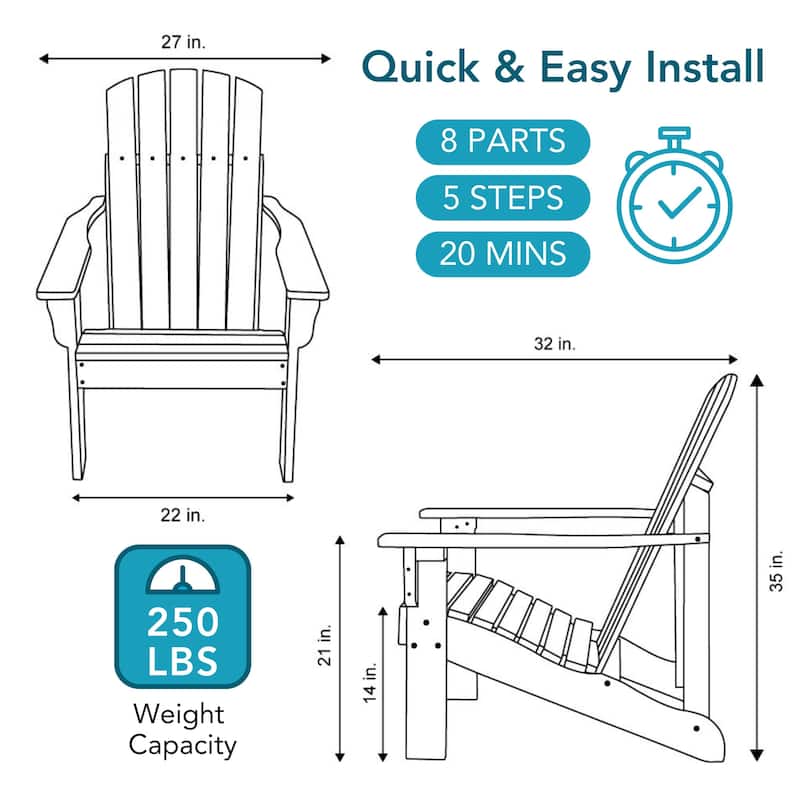 Laguna Outdoor Weather Resistant Wood Patio Adirondack Wood Chair