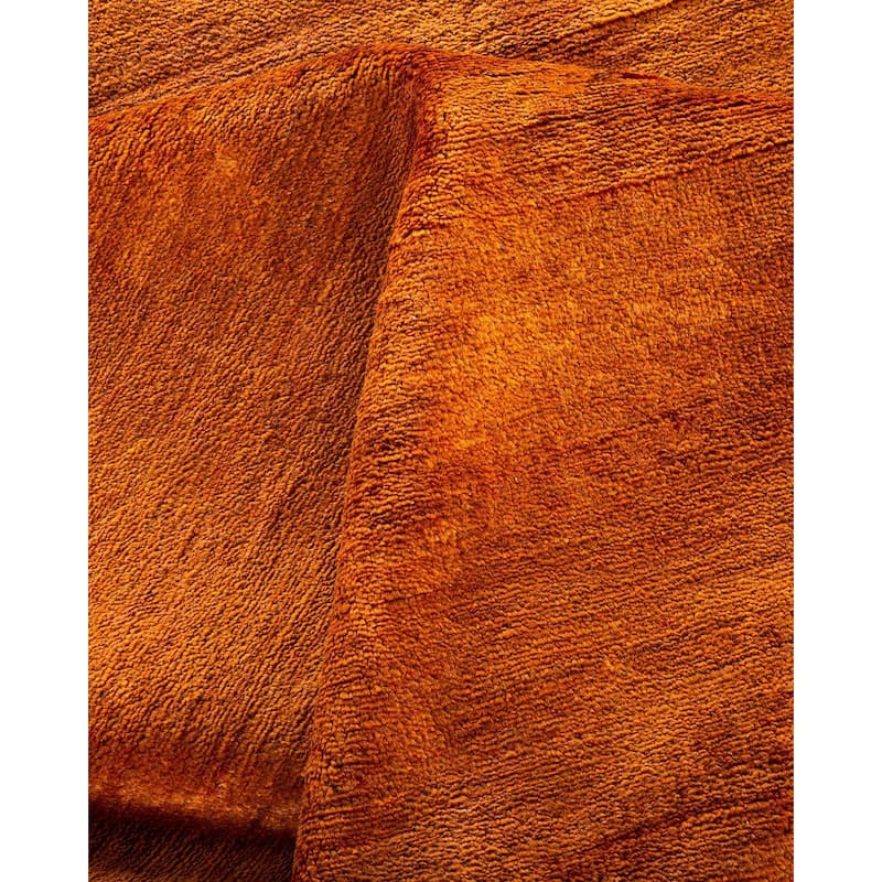 Overton Hand Knotted Wool Vintage Inspired Modern Contemporary Overdyed Orange Area Rug - 9' 1" x 16' 9"