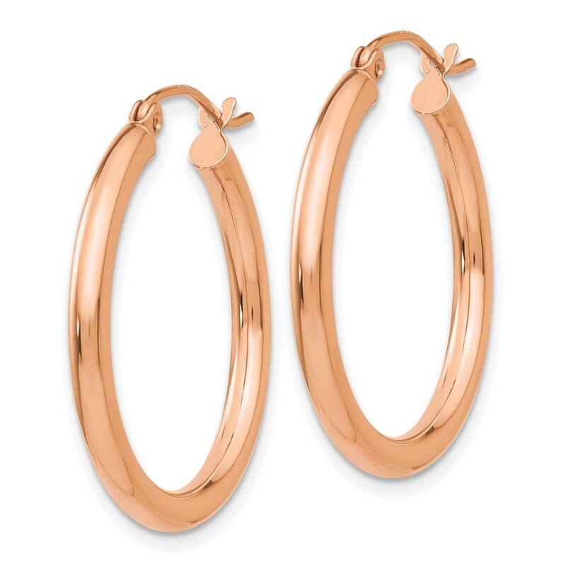 Curata 14k Rose Gold Hollow Polished Hoop Earrings - 25mm