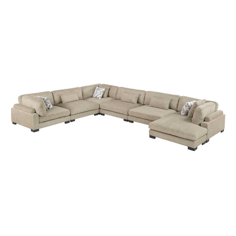 Abbeville Microfiber 6-Piece Modular Sectional with Chaise - Brown