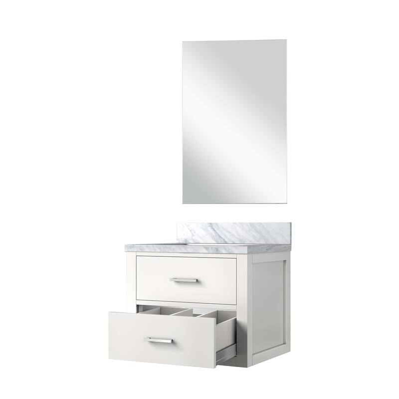 Black Bath Vanity 24" W x 18" D, Acrylic Countertop with Soft Close Cabinet, and 18" Frameless Mirror Included