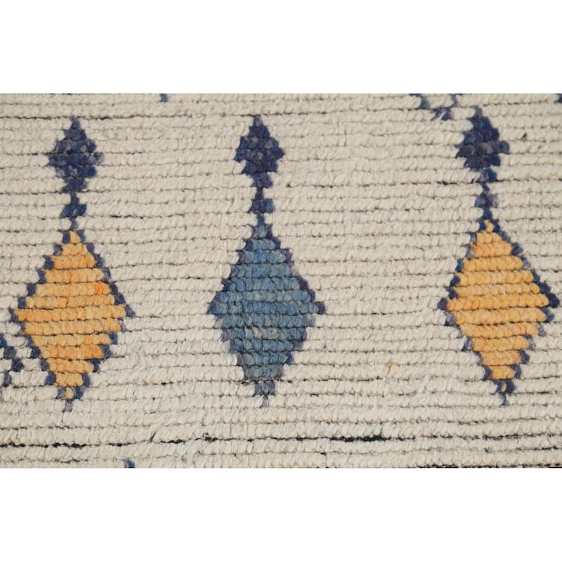 Geometric Moroccan Oriental Area Rug Hand-Knotted Wool Carpet - 5'9"x 9'0"