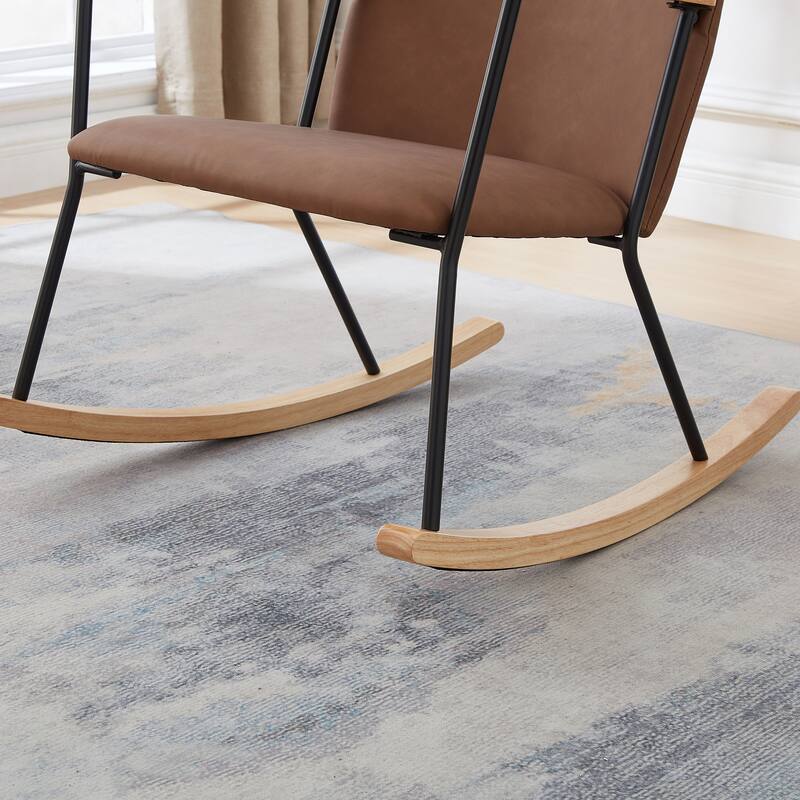 Technical Leather Rocking Chair with Adjustable Headrest