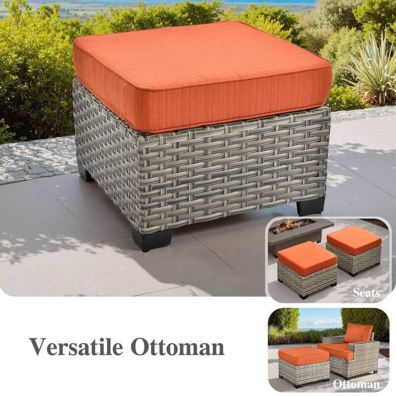 OVIOS 9 Pieces T shaped Seat Wide Armrest Swivel Chair Set With Solar-Powered Coffee Table