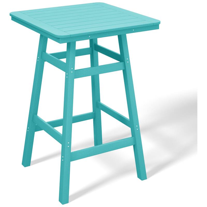 Laguna Hdpe All Weather Outdoor Patio 30" Square Bar Table - Turquoise