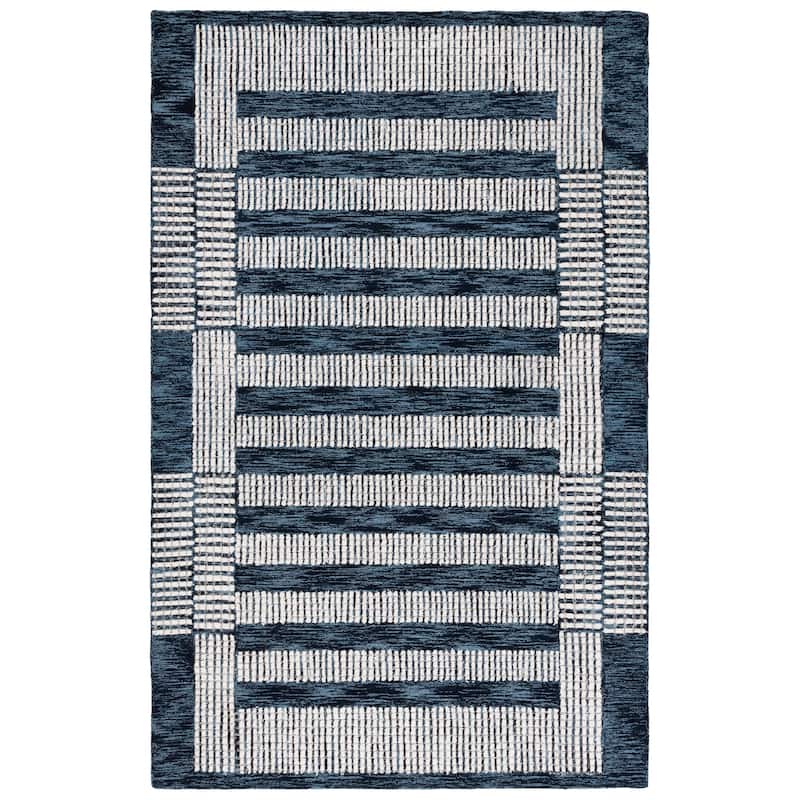 SAFAVIEH Handmade Pine Slaviya Modern Wool Rug - 4' x 6' - Navy/Ivory