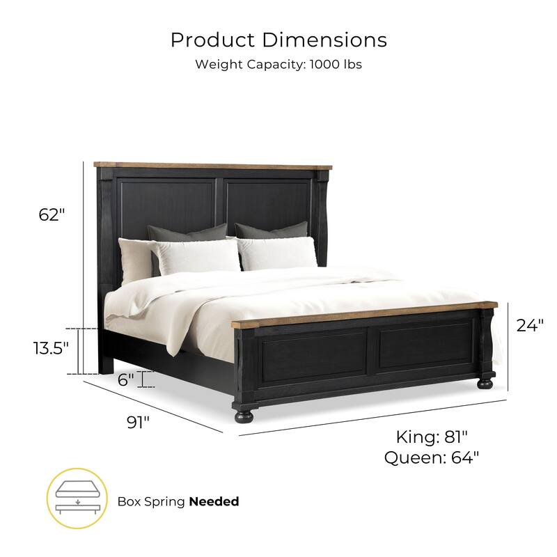 Furniture of America Lucan II 2-Piece Farmhouse Black Solid Wood Panel Bedroom Set