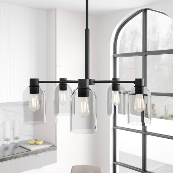 slide 2 of 16, Hunter Lochemeade 5 Light Chandelier - Dining Room, Living Room, Entry - Modern Farmhouse, Industrial, Contemporary Natural Iron
