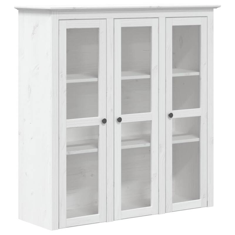 vidaXL Cabinet Storage Book Cabinet with Glass Doors BODO Solid Wood Pine - 45.5" x 14.6" x 47.6"