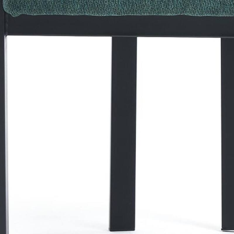 HomeRoots Set of Two Green and Black Chenille And Metal Partially Open Back Dining Side Chairs