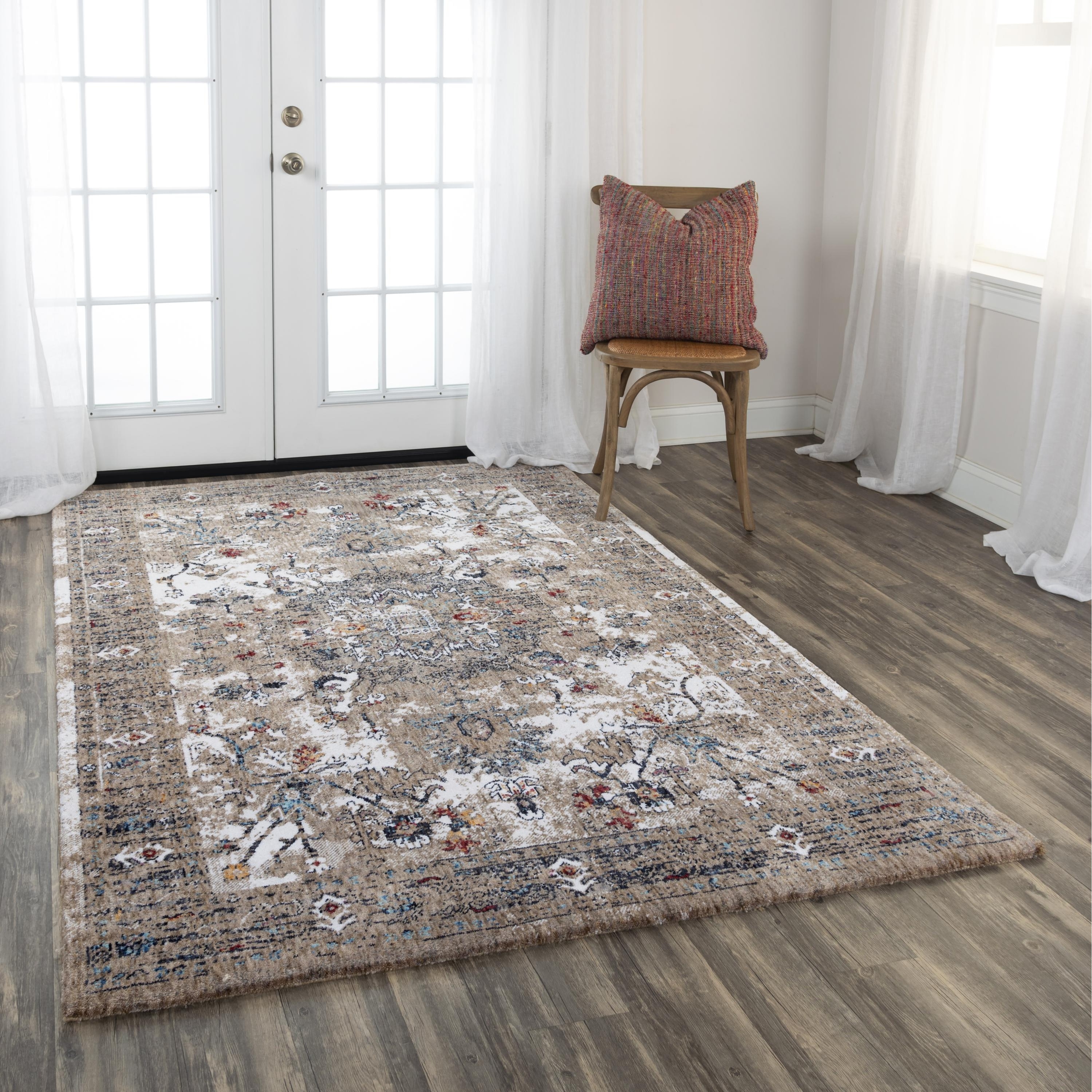 Alora Decor Sanction Ivory, Beige, Black, Blue, Wine, and Gold Vintage Rug