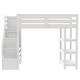 preview thumbnail 10 of 24, White High Wood Loft Bed with Storage Staircase, 4-Layer Open Shelves and Small Wardrobe, LED Loft Bed Frame for Girls or Boys