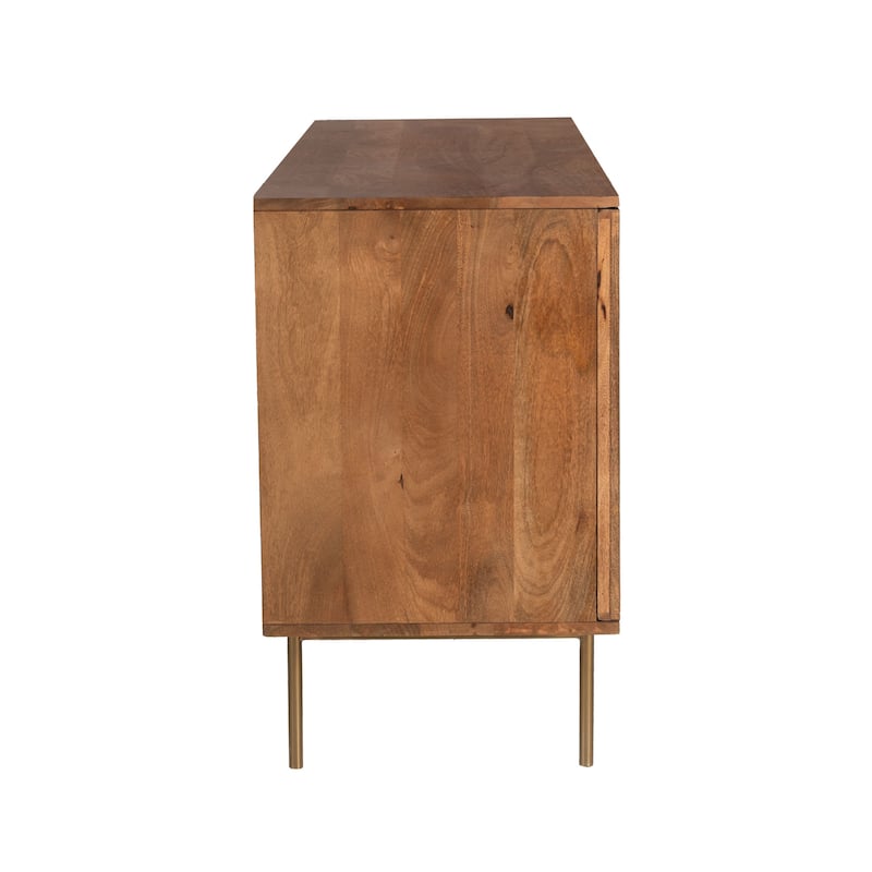 Curtis 3-Door Solid Wood with Natural Woven Cane Sideboard