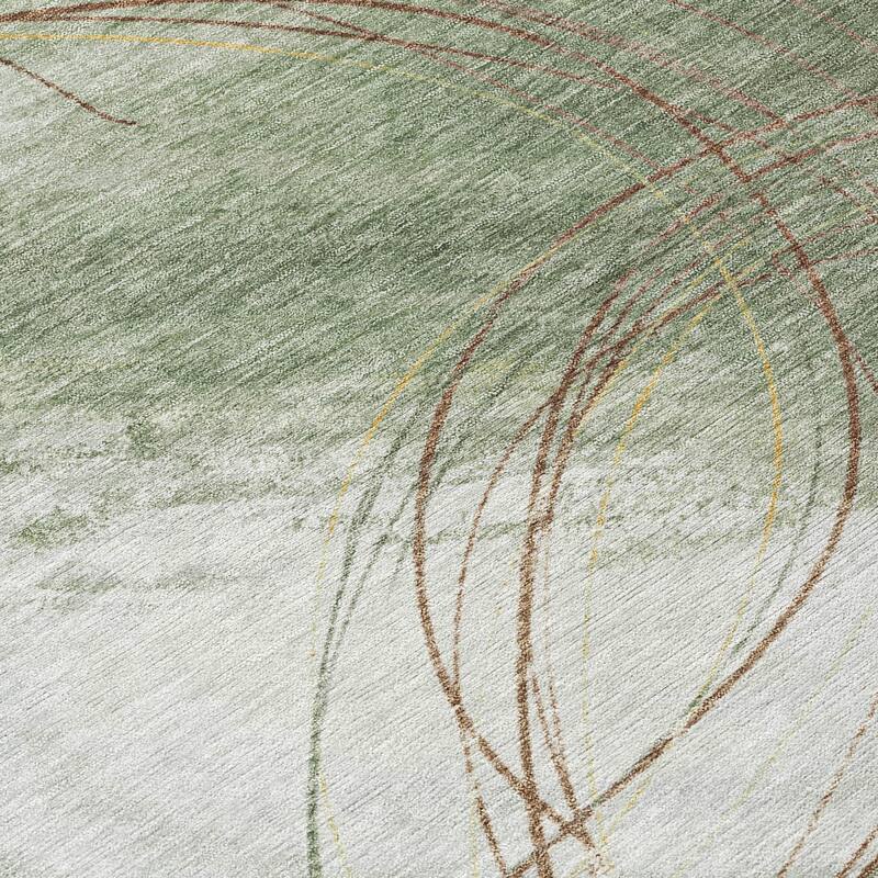 Machine Washable Indoor/ Outdoor Abstract Modern Chantille Rug