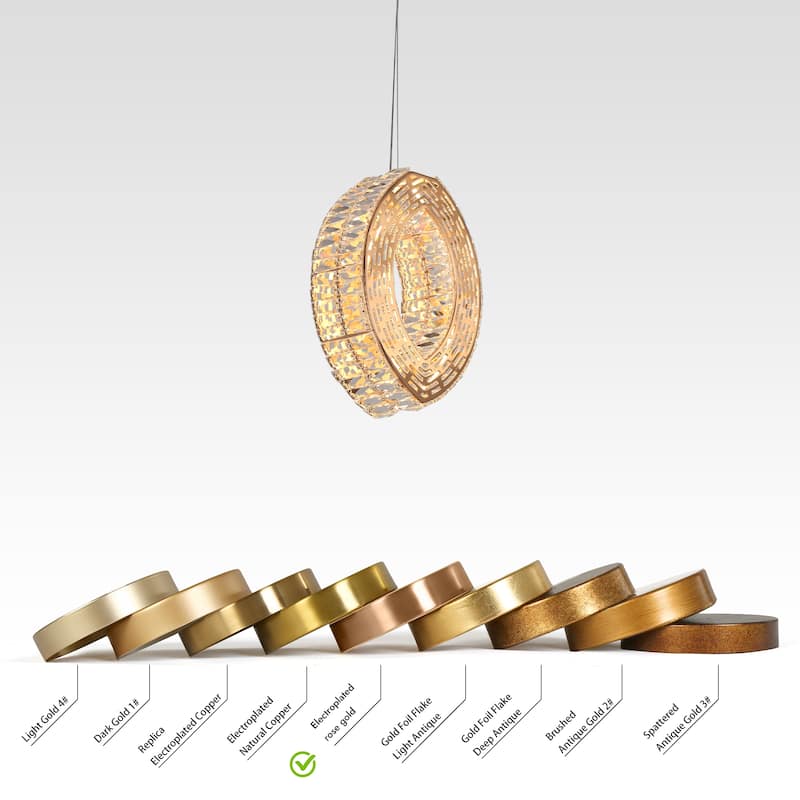 Modern Glam LED 1-Light Oval Crystal Chandelier Island Pendant for Kitchen Island - Gold
