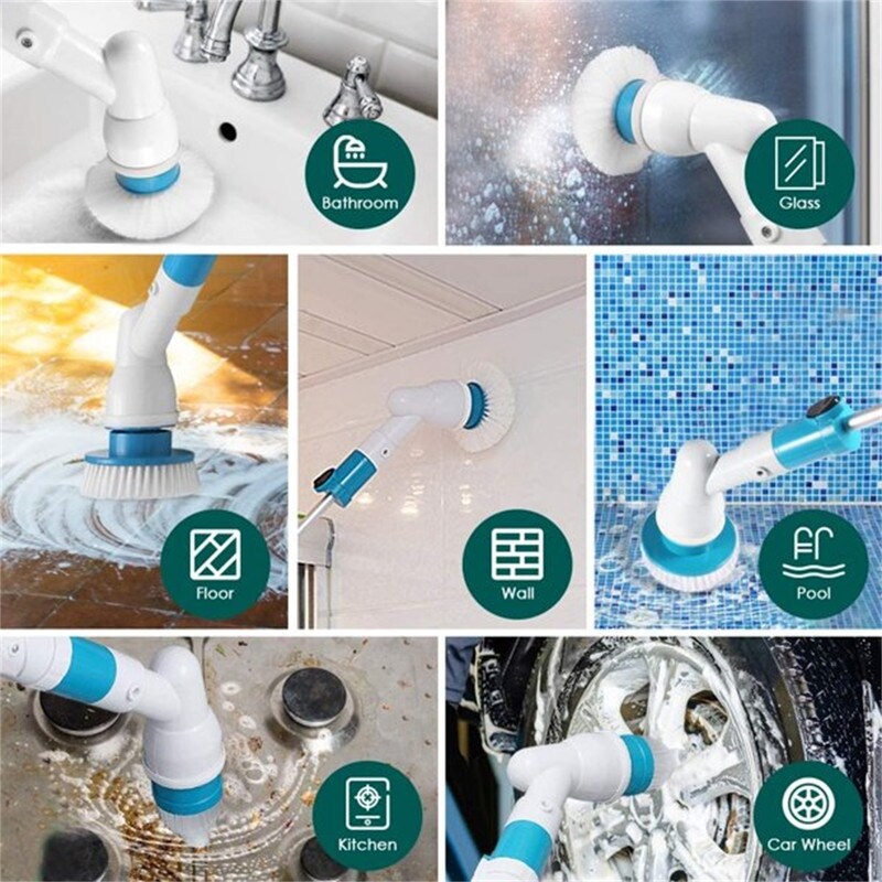 Electric Spin Scrubber Upgraded Power Scrubber 360 Cordless Tub and Tile  Scrubber with 4 Replaceable Shower Scrubber Brush Heads, 1 Extension Arm  for Cleaning Bathroom, Floor, Wall, Kitche 