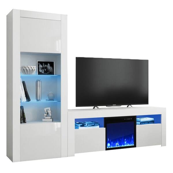 Shop Milano Set 145ef Bk Electric Fireplace Modern Wall Unit