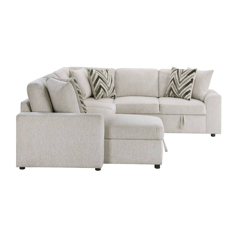 Marseille Chenille 3-Piece Sectional Sofa with Pull-out Bed & Storage