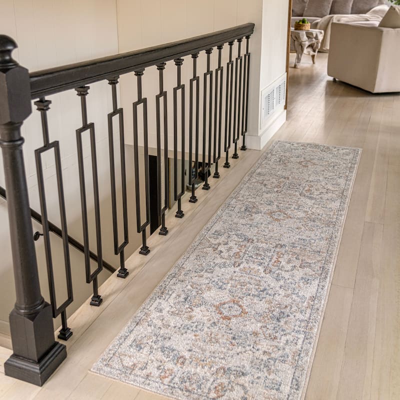 JONATHAN Y Brandy Bohemian Medallion Low-Pile Machine-Washable Cream/Terra Area Rug