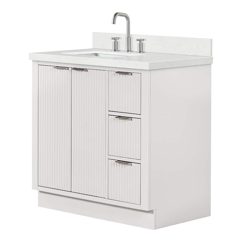 Ariel P36LCQRVO Milan 36" Free Standing Single Basin Vanity Set with