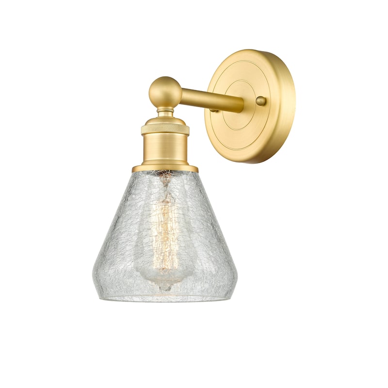 Innovations Lighting 616-1W-13-6 Conesus Sconce Conesus 13" Tall Wall - Satin Gold / Clear Crackle