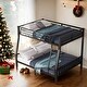 preview thumbnail 1 of 11, Metal Full XL Over Queen Bunk Bed with Ladder and Slats Support for Adults Teens For Home Black