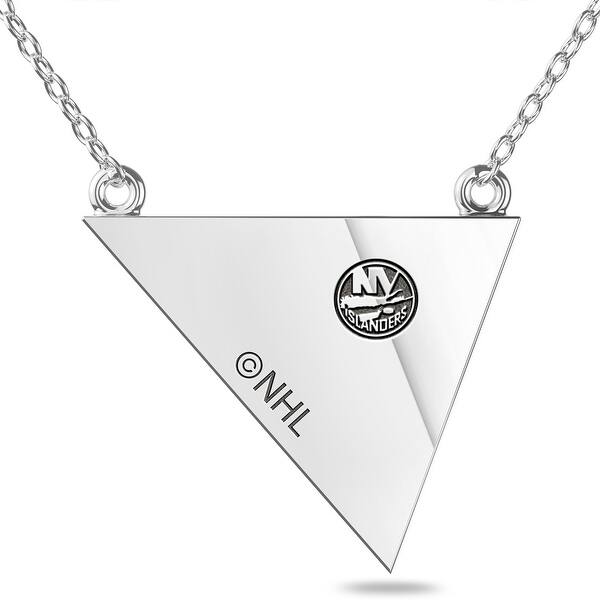 Shop New York Islanders Engraved Sterling Silver Diamond Triple Station Necklace In Blue Orange On Sale Overstock 29926672