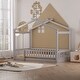 preview thumbnail 2 of 24, Twin Size Wood Bed House Bed, Frame with Fence, Playhouse Design