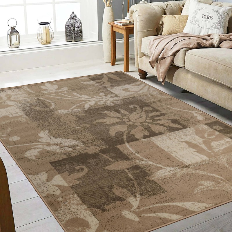 Superior Pastiche Contemporary Floral Patchwork Area Rug - 4' x 5' 6" - Ivory
