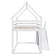 preview thumbnail 10 of 28, White Twin Over Twin House Bunk Bed with Slide and Storage Staircase, Wooden Loft Bed with Guardrails for Kids