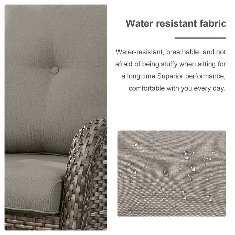 ArcoBay Wicker PE Rattan Outdoor Patio Swivel Glider Chairs with 4'' Olefin Cushions (2-Pack)