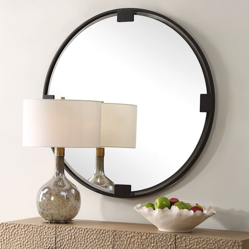 Uttermost Cornelia Black Round Mirror - 42.5'' H X 42.5'' W X 1.25'' D