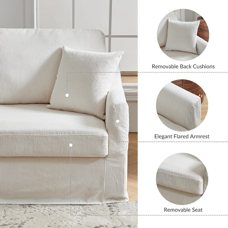 Volkhard 80.5" Modern Slipcovered Sofa With Removable Back Cushion By HULALA HOME