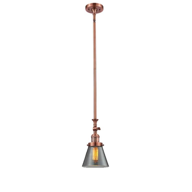 Innovations Lighting Small Cone 6" Wide Adjustable Mini Pendant - Antique Copper / Smoked