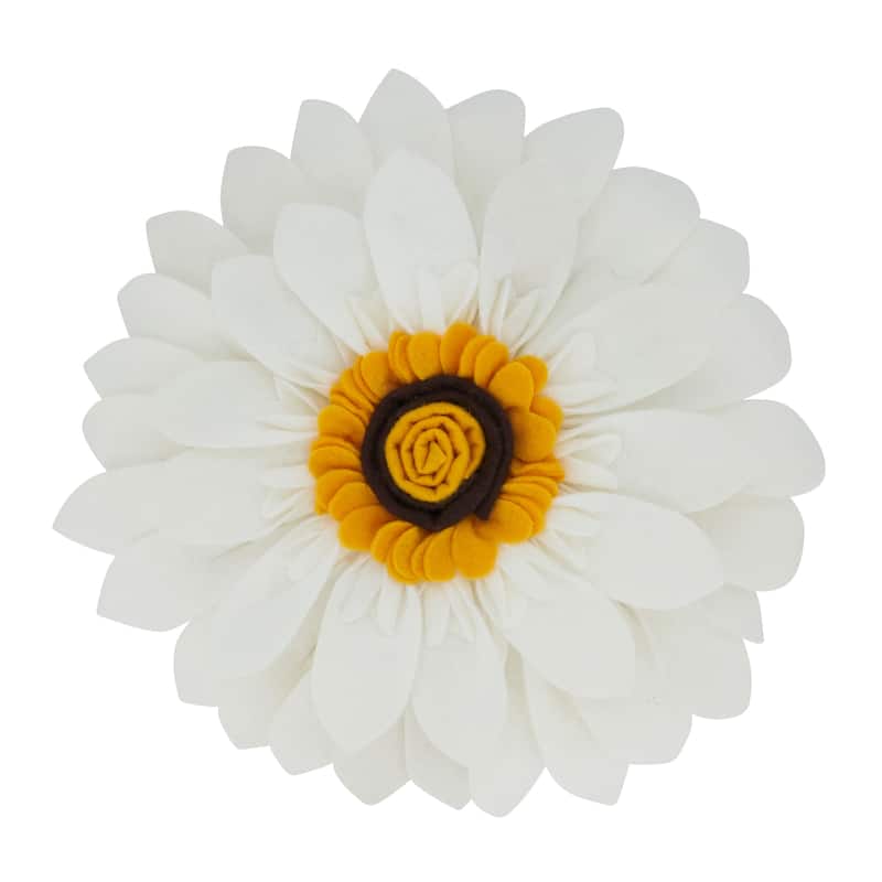 Felt Flower Design Poly-Filled Throw Pillow