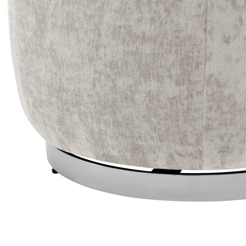 Elegant Swirl Swivel Gray and Chrome Accent Chair