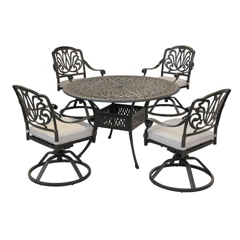 Manasquan 5-piece Gunmetal Aluminum Round Dining Set with Swivel Chairs by Havenside Home - Dessert Night/Cast Silver