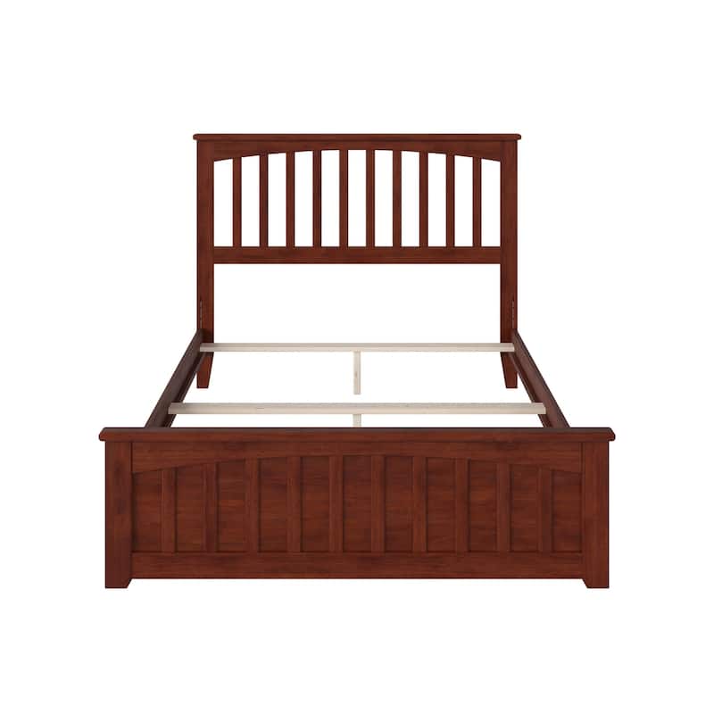 Mission Full Foundation Bed Frame with Matching Footboard in Walnut