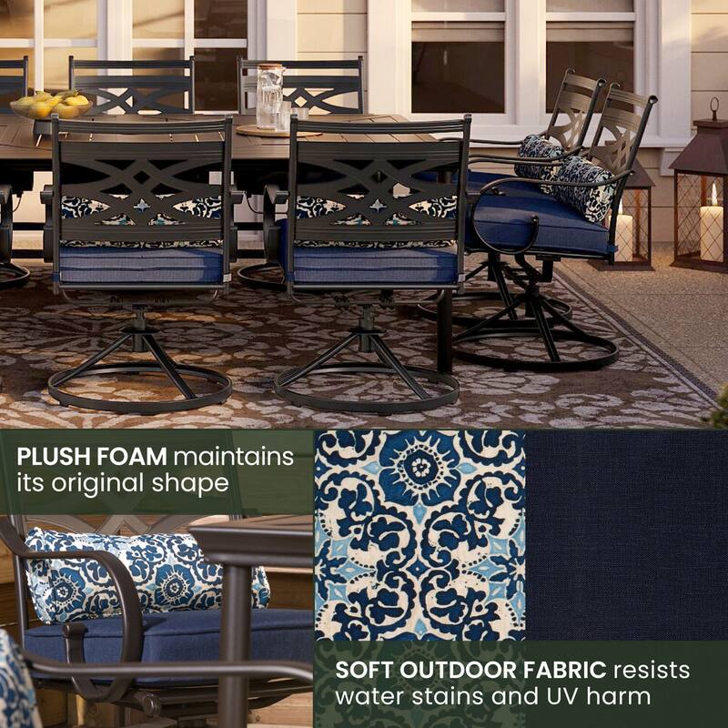 Hanover Montclair 11-Piece Navy Blue Dining Set