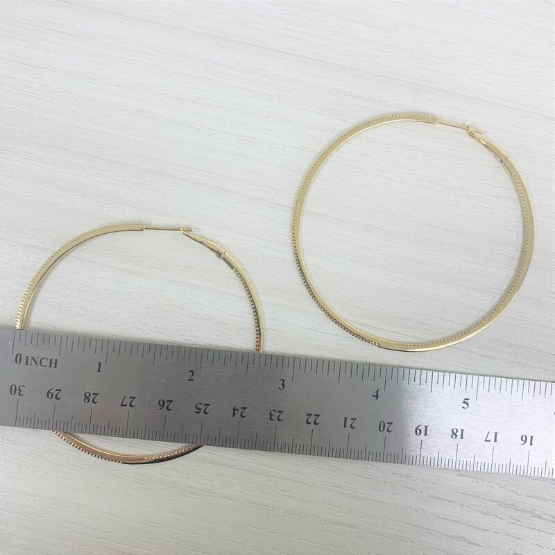 Joelle Collection Inside Out Diamond Round Hoop Earrings 2.5" Inches 14K Gold 3/4ct TDW
