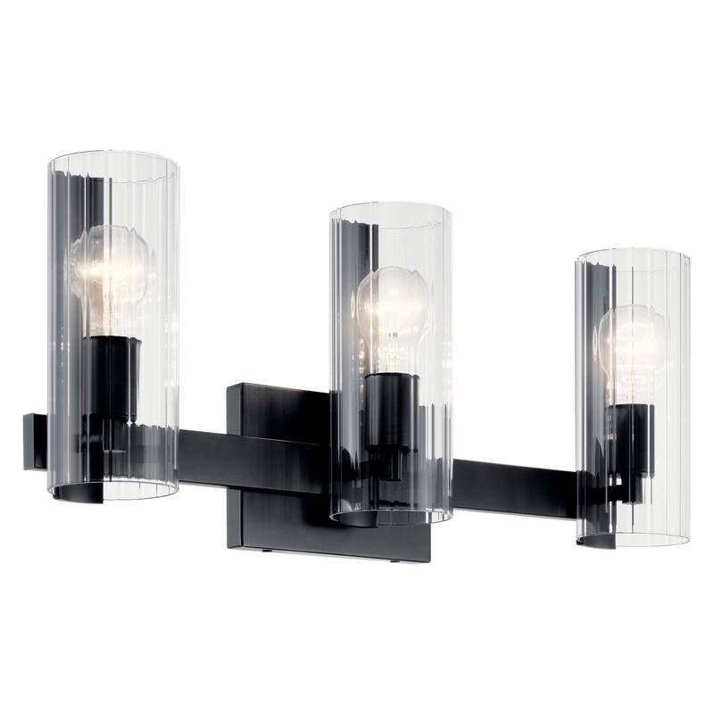 Jemsa 22.75 in. 3-Light Bathroom Vanity Light with Clear Fluted Glass