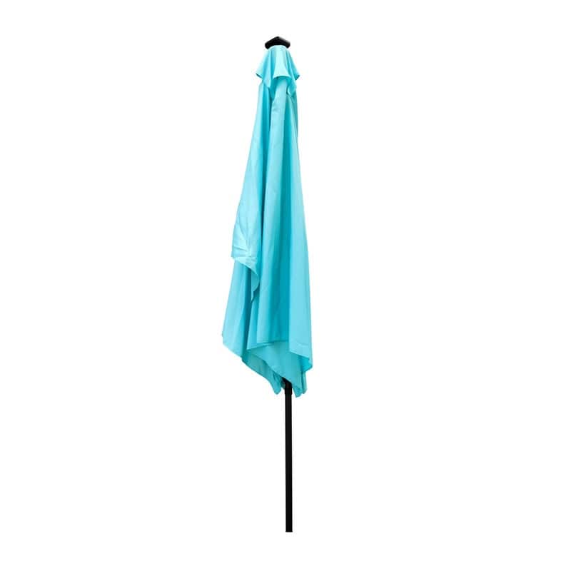 GEITIN 6.5ft Rectangular Patio Solar LED Lighted Outdoor Umbrellas with Crank