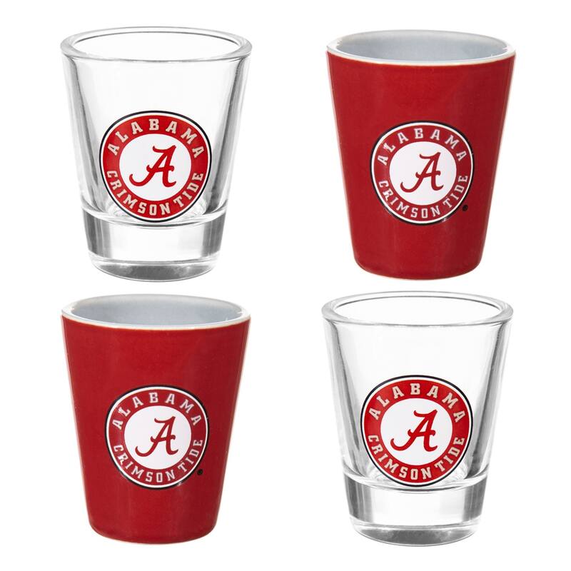 4-Piece Ceramic and Glass 2 oz. Shot Glass Set, University of Alabama
