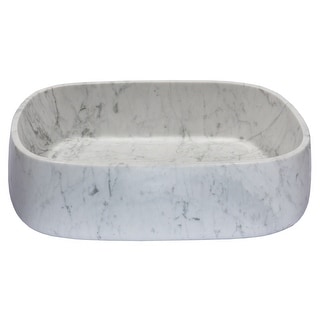 Rounded Rectangular Vessel Sink in Carrara Marble - White - Bed Bath ...